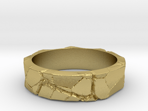 Rock Ring_R14 in Natural Brass: 6 / 51.5
