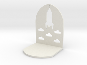 Space Themed Book End in White Natural Versatile Plastic