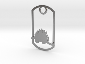 Stegosaurus dog tag in Natural Silver