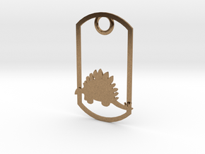 Stegosaurus dog tag in Natural Brass