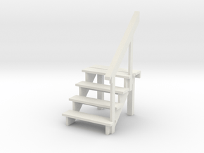 1:48 scale 4 step stair and railing in White Natural Versatile Plastic