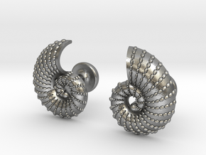Nautilus Shell Cufflinks in Natural Silver