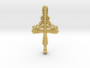 Small Black Steel Cross Pendant Jewelry in Polished Brass