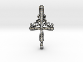 Small Black Steel Cross Pendant Jewelry in Polished Silver
