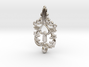 Cross Jewelry Swedish Folk Art Kurbits Pendant  in Platinum