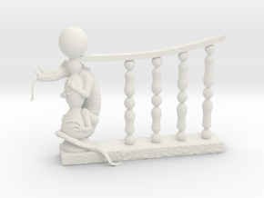 Railing Lizard Miniature in White Natural Versatile Plastic: 28mm