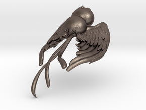 Phoenix Baby Pendant in Polished Bronzed-Silver Steel: 28mm