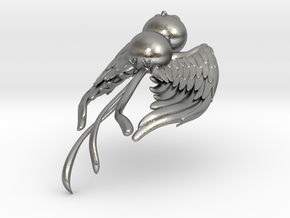 Phoenix Baby Pendant in Natural Silver: 28mm
