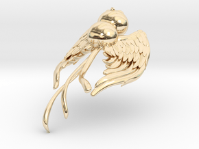 Phoenix Baby Pendant in 14k Gold Plated Brass: 28mm