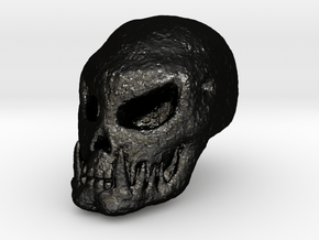 Fossilised Alien Skull 1 in Matte Black Steel