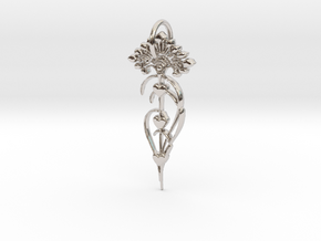 Goddess Isis Flower Pendant in Rhodium Plated Brass: Medium