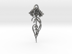 Goddess Isis Flower Pendant in Natural Silver: Medium