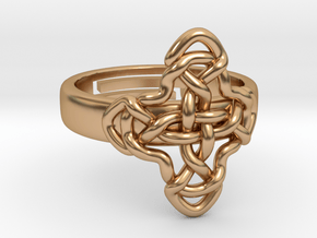 Crossed celtic knot [Sizable ring] in Polished Bronze