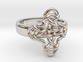 Crossed celtic knot [Sizable ring] in Platinum