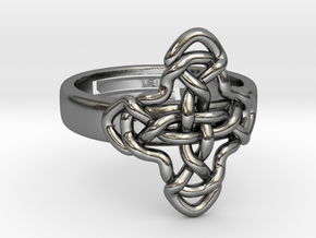Crossed celtic knot [Sizable ring] in Polished Silver