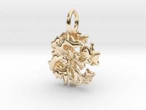 Acropora Elkhorn Coral Pendant - Marine Biology in 14k Gold Plated Brass