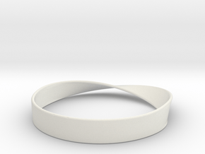 Möbius Bracelet Bangle in White Natural Versatile Plastic: Small