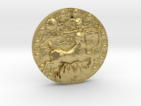 Sagittarius-Medaillon-3cm.-Gewindemutter in Natural Brass