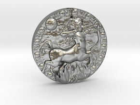 Sagittarius-Medaillon-3cm.-Gewindemutter in Natural Silver