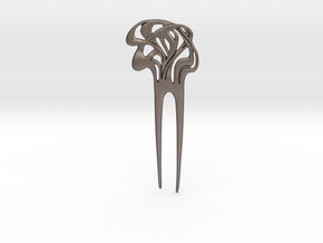 Mucha Hairpin in Polished Bronzed Silver Steel