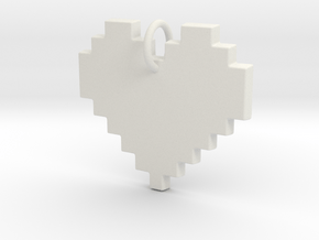   Pixel Heart Pendant in White Natural Versatile Plastic