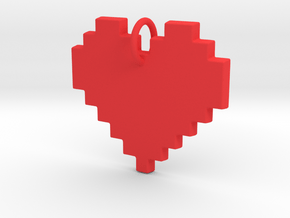   Pixel Heart Pendant in Red Processed Versatile Plastic