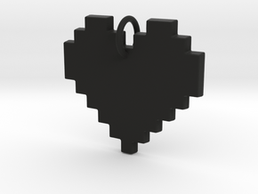   Pixel Heart Pendant in Black Premium Versatile Plastic