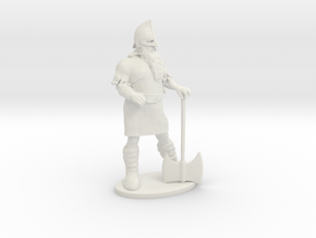 Dwarf Fighter Miniature in White Natural Versatile Plastic: 1:55