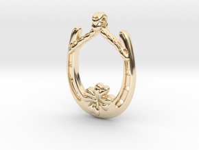 Horseshoe & Clover (pendant) in 14k Gold Plated Brass