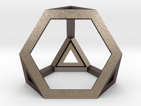 Truncated Tetrahedron in Polished Bronzed-Silver Steel