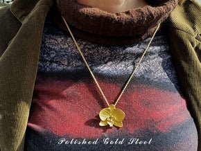 Orchid Pendant in Polished Gold Steel