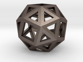Snub Cube in Polished Bronzed-Silver Steel