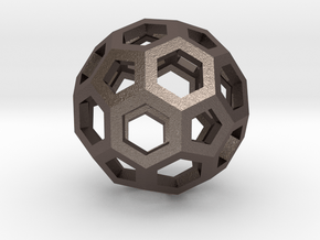 Truncated Icosahedron in Polished Bronzed-Silver Steel
