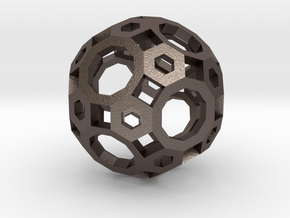 Truncated Icosidodecahedron in Polished Bronzed-Silver Steel