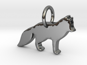 Makom - Arctic Fox Pendant in Fine Detail Polished Silver