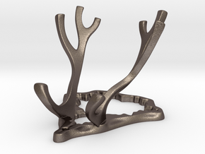 Phone Holder 'Antlers' in Polished Bronzed-Silver Steel
