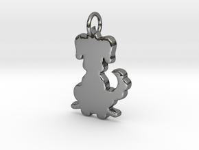 Makom Jewelry- Dog Pendant in Fine Detail Polished Silver