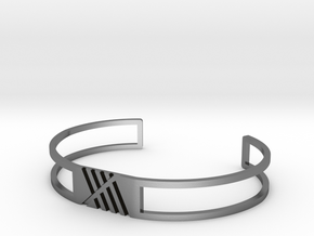 Striped bangle 02  in Polished Silver: Large