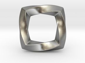Mobius Square Pendant in Natural Silver