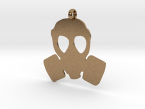 Gas Mask necklace charm in Natural Brass