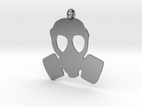 Gas Mask necklace charm in Natural Silver