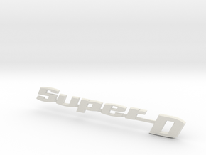 Rear lid nameplate "SuperD" fits Bug - raw in White Natural Versatile Plastic