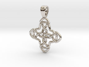 Celtic double cross [Pendant] in Rhodium Plated Brass