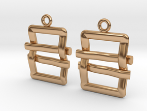 Square knot [Earrings] in Polished Bronze