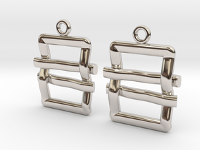 Square knot [Earrings] in Rhodium Plated Brass