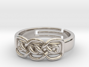 Double loop [Sizable ring] in Rhodium Plated Brass