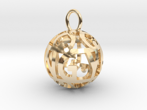 Hollow Spherical Quote Pendant - Loving You in 14k Gold Plated Brass