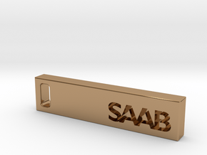 Saab Billet Keychain in Polished Brass