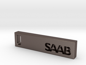 Saab Billet Keychain in Polished Bronzed Silver Steel