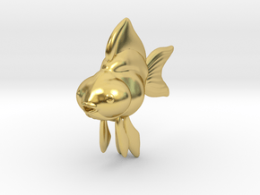 Lucky Fish Pendant in Polished Brass: 28mm